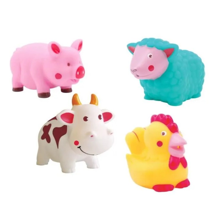 Farm állatos fürdőjátékok, műanyag, 4 darab, többszínű, 10 hónapos+ babáknak