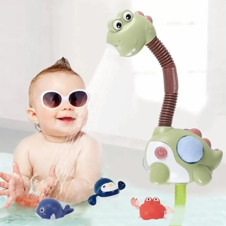 Dinoszaurusz fürdőjáték szett, 3 darabos, többszínű, ABS, 0 hónap