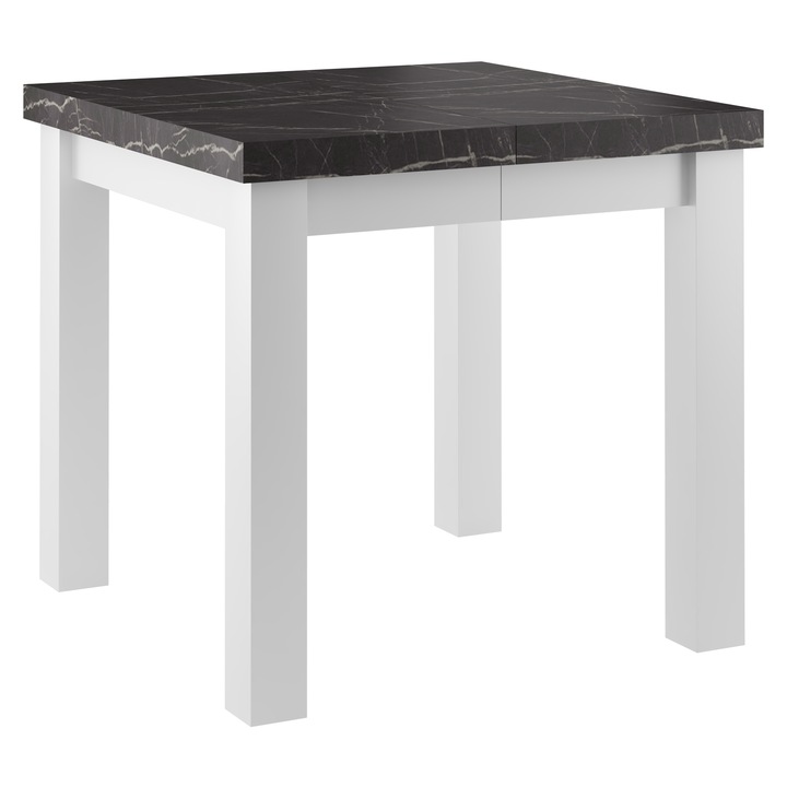 Разтегателна маса Meble Balut 80x80x75 см, букова дървесина, мраморно черна