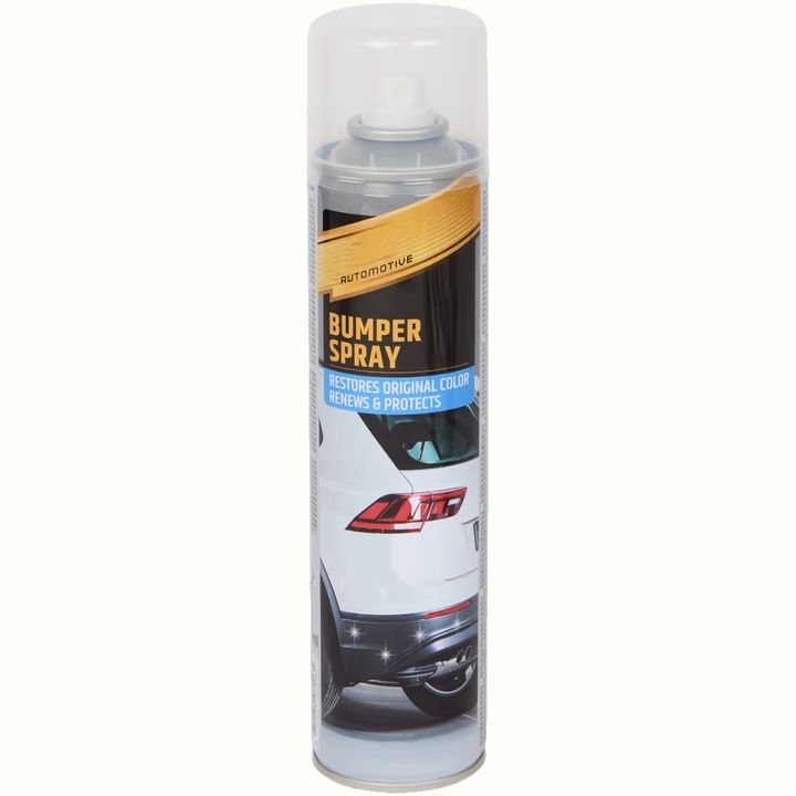 Spray Intretinere Elemente de Plastic Exterior Auto, Aloro®, 400 ml, pentru Bare de Protectie si Bandouri, Formula cu Silicon, Protectie UV, Negru Intens