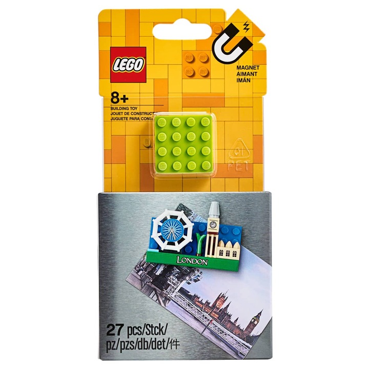 Set LEGO Magnet Londra, Big Ben și London Eye, 4x4cm, 32 piese