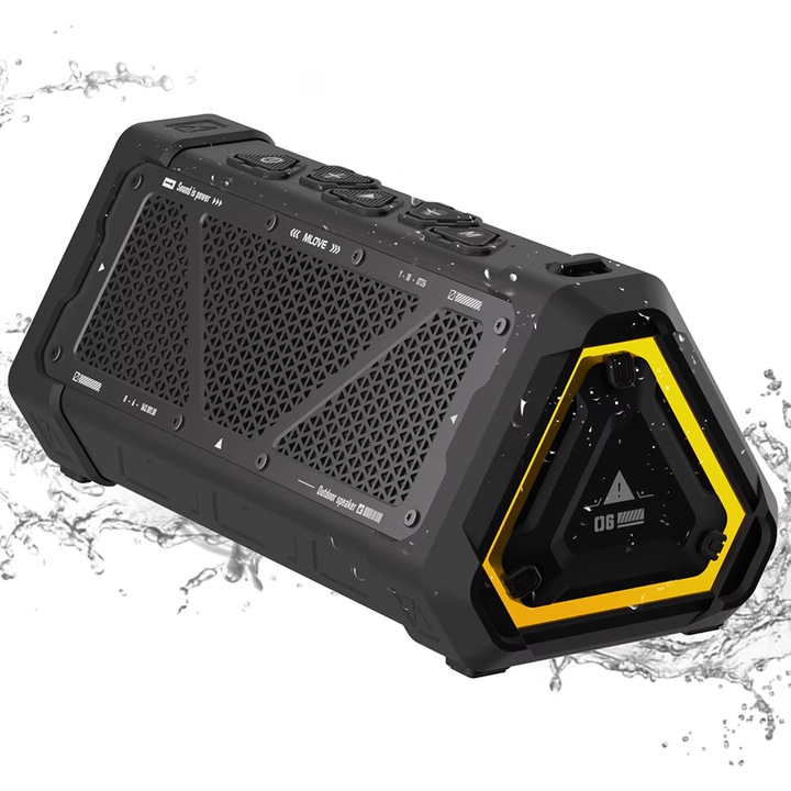 Boxa portabila Bluetooth Outdoor NEXTLY P3, Bluetooth, Micro SD, lumini led RGB, Waterproof, Dustproof, 2 difuzoare 50mm, 2 membrane bass, incarcare usb Type-c, negru