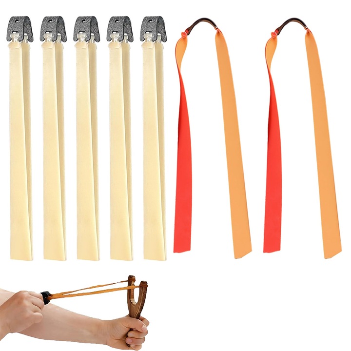 Set 7 bucati Banda elastica, Minetgnon®, 1.2mm latime, Elasticitate si rezistenta puternice, Potrivit pentru vanatoare, Cauciuc