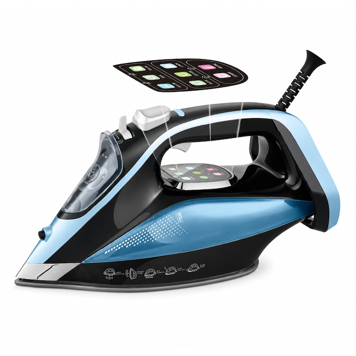 Fier de calcat Weston SteamX, Talpa Ceramica Anti-aderenta, Jet de Abur Variabil, Functie Autocuratare, Sistem Anti-Calc si Anti-Picurare, Putere 1500W Control Temperatura Ajustabil, Design Ergonomic, Negru/Albastru