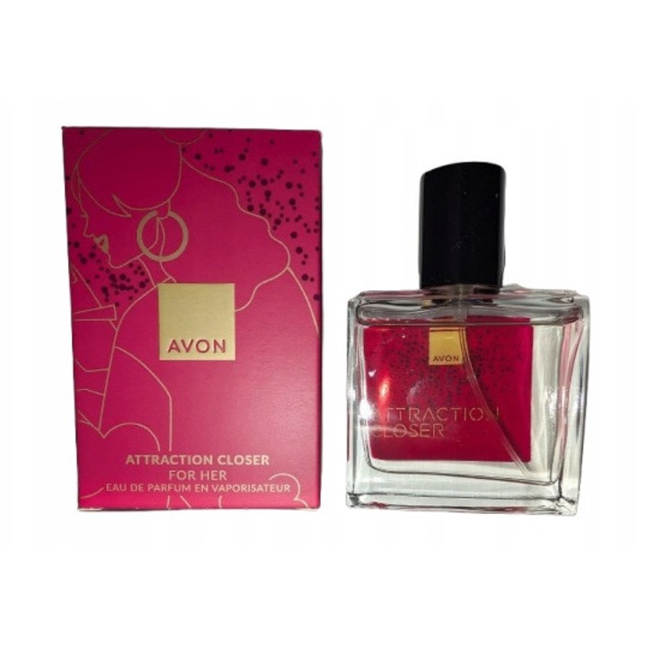 Apa de parfum, Avon, Attraction Closer, 30 ml, oriental, note de varf: mar crocant, para suculenta, suc de mandarina, note de mijloc: tuberoza, nectar de miere, note de baza: acord piele-pe-piele, lemn de george, boabe de tonka, nou, original, 39908
