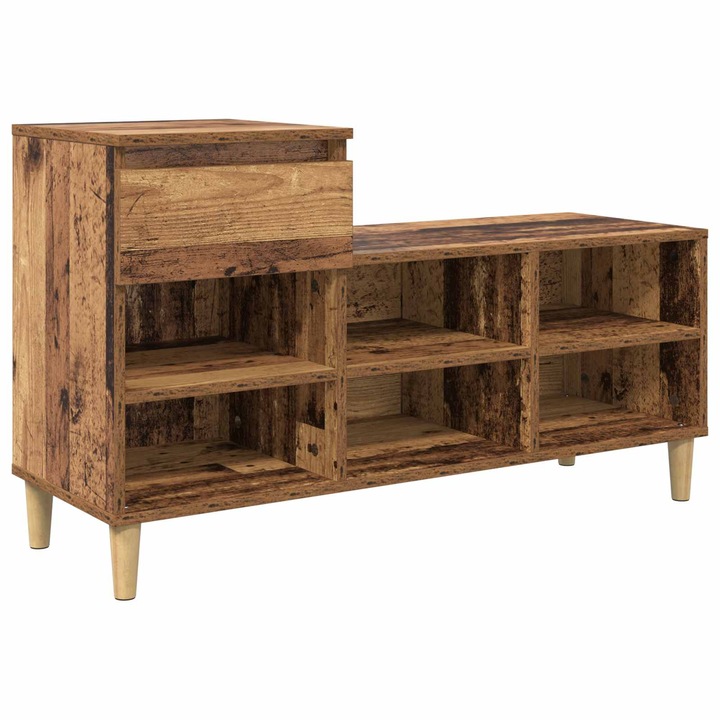 vidaXL Cipőszekrény fiókkal tárolóval Öreg fa 102 x 36 x 60 cm Faanyag 881033