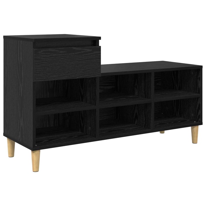 vidaXL Cipőszekrény fiókkal Fekete tölgy 102 x 36 x 60 cm Faanyag 881035