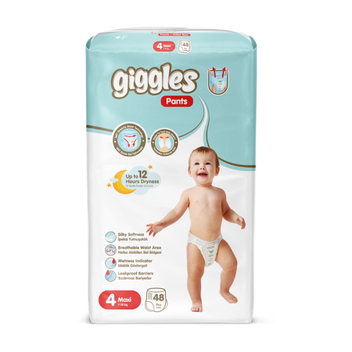 Scutece copii tip chilot, Pants, Maxi, 7-18 kg, 48 bucati, Giggles