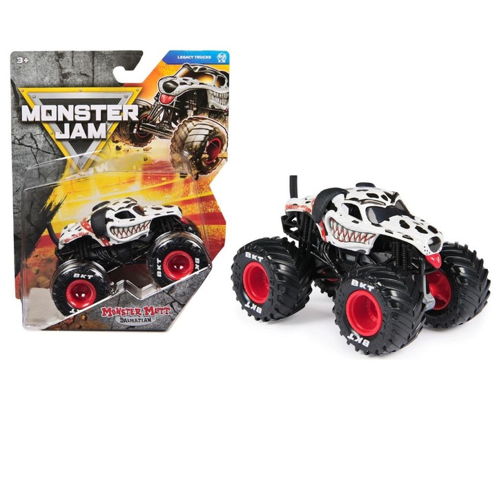 Monster Jam játékautó, Monster Mutt Dalmatian modell, 1:64, műanyag, 140x68x165mm
