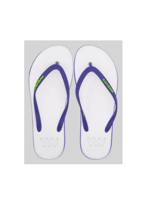 Slapi Waves, flip-flops, alb-albastru, cauciuc natural premium, 43 EU