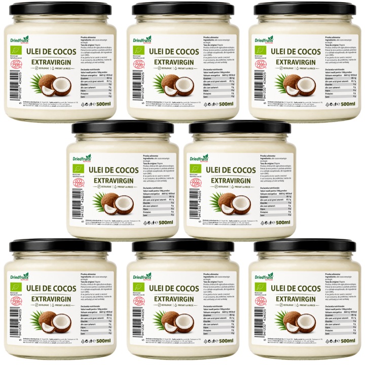 Ulei cocos extravirgin BIO (presat la rece) - 8 buc x 500 ml