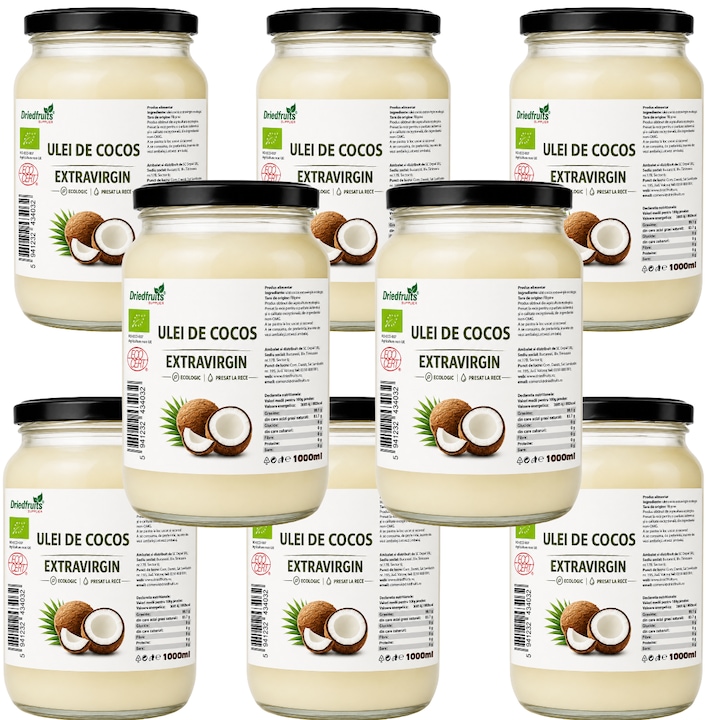 Ulei cocos extravirgin BIO (presat la rece) - 8 buc x 1000 ml