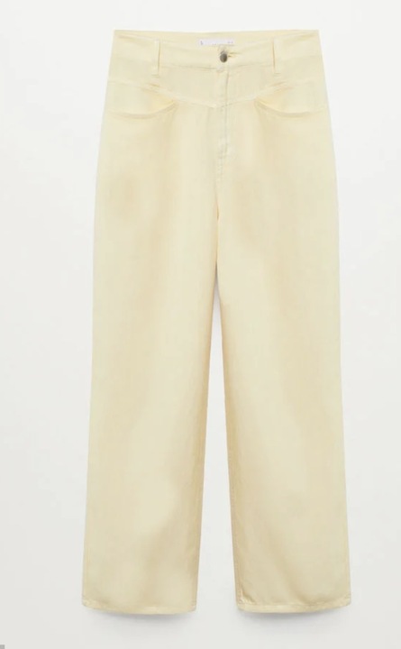 Pantaloni Culottes Mango, Galben Pal, Galben pal
