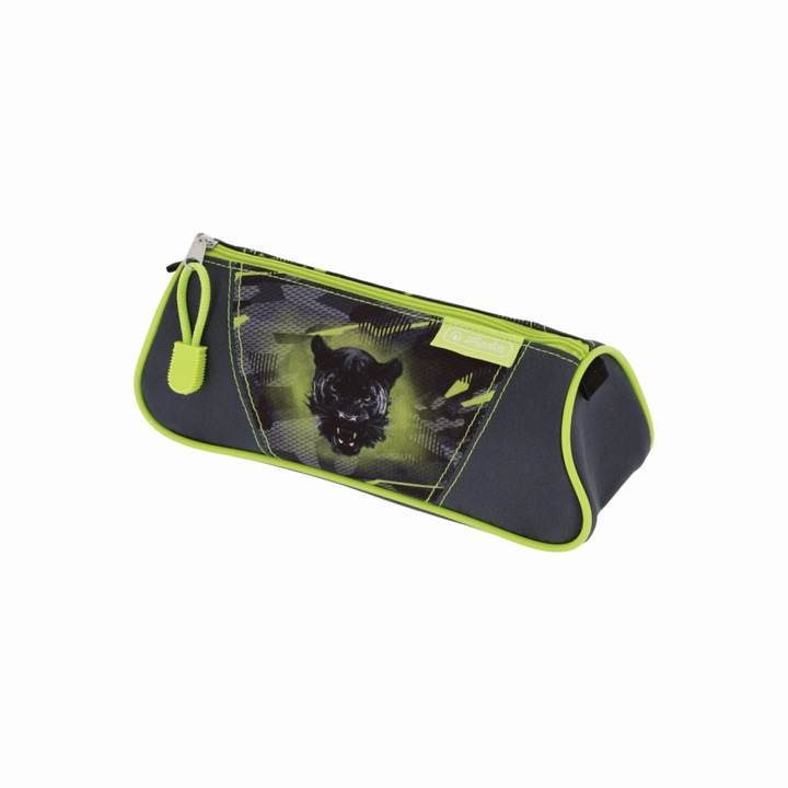 Penar triunghiular Herlitz, motiv Wild Panther, 21, 5x8x7cm, 1 compartiment, fermoar