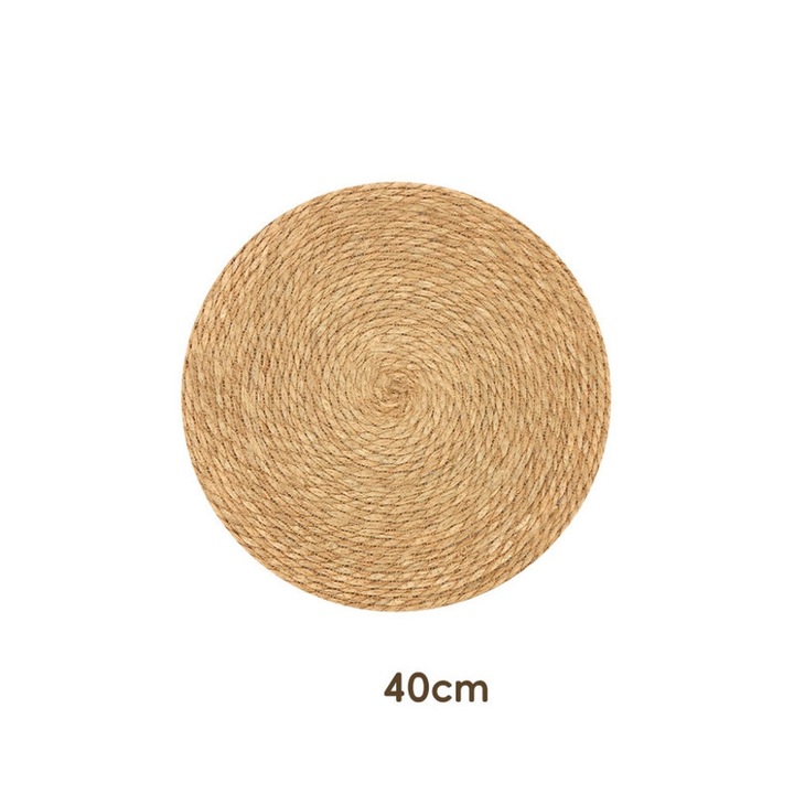 Covor pentru interior si exterior, robust cu aspect natural de iuta, rezistent la intemperii, potrivit pentru terasa si gradina, rotund de 40 cm