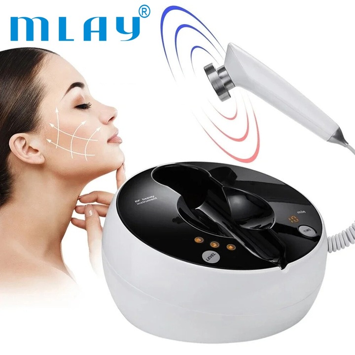 Aparat Profesional Pentru Tratament Facial Si Intinerirea Pielii, Mlay® RF01, Vibratii EMS, Lifting, Curatarea Porilor, Albire Intinerire, Anti Rid, Microcurent, Masaj Facial cu Radiofrecventa