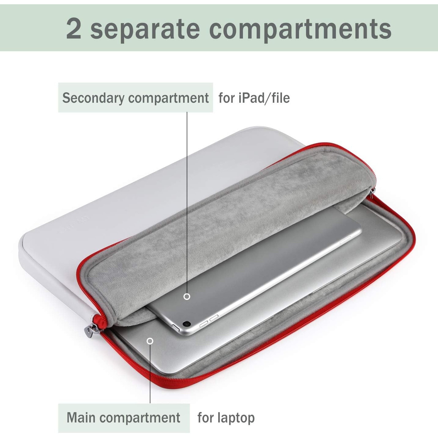 Husa laptop tableta 13.5 inch ecopiele alb-rosu cu husa accesorii