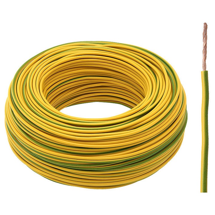 Cablu electric 1x2,5mm, galben-verde, 1m