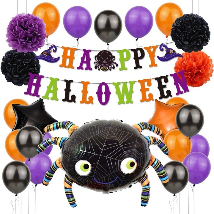 Többszínű Halloween léggömb szett 40x45x25cm parti dekoráció