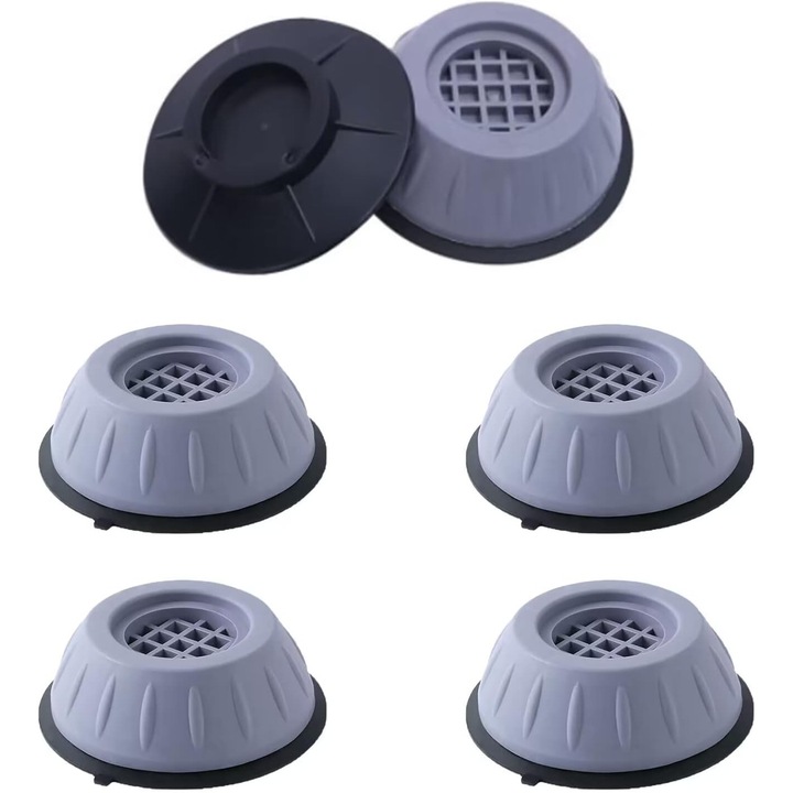 Set 4 picioruse antiderapante si antivibratii pentru masina de spalat, uscator, plastic, universal