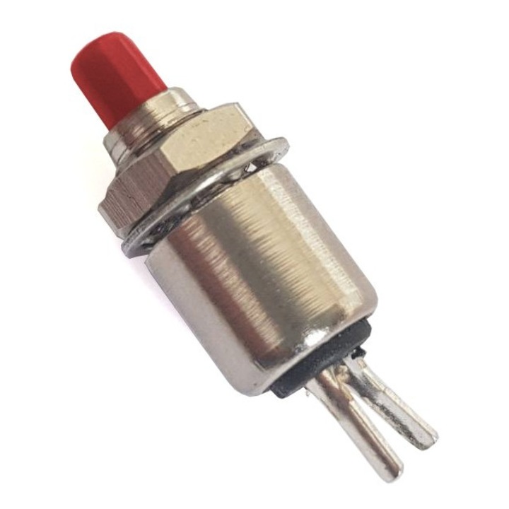 Piros kerek monostabil nyomógomb 1A 250V 2 érintkezős