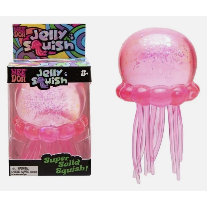 NeeDoh Jellyfish Schylling Antistress Squishy Játék, Szenzoros Medúza Modell, Fidget Toy, Rózsaszín