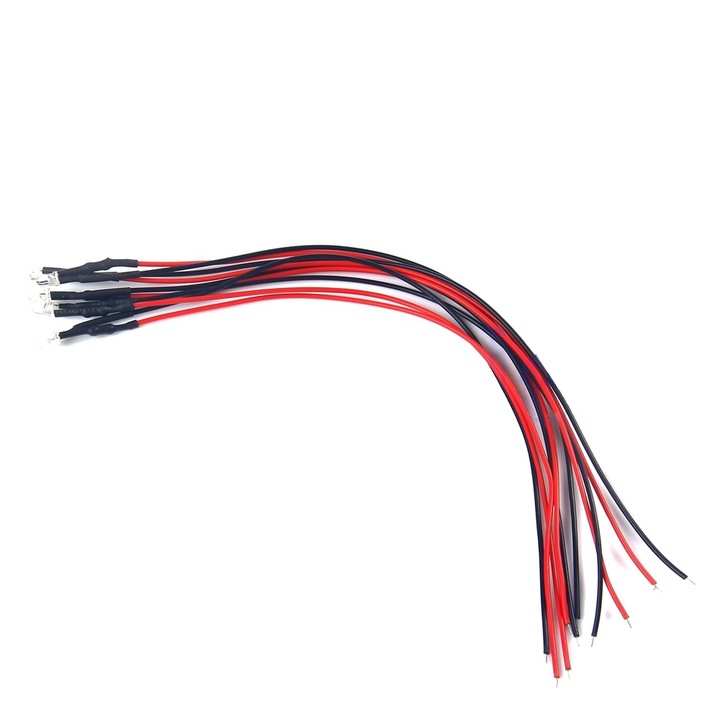 LED dióda 3mm 12V sárga 20cm vezetékkel
