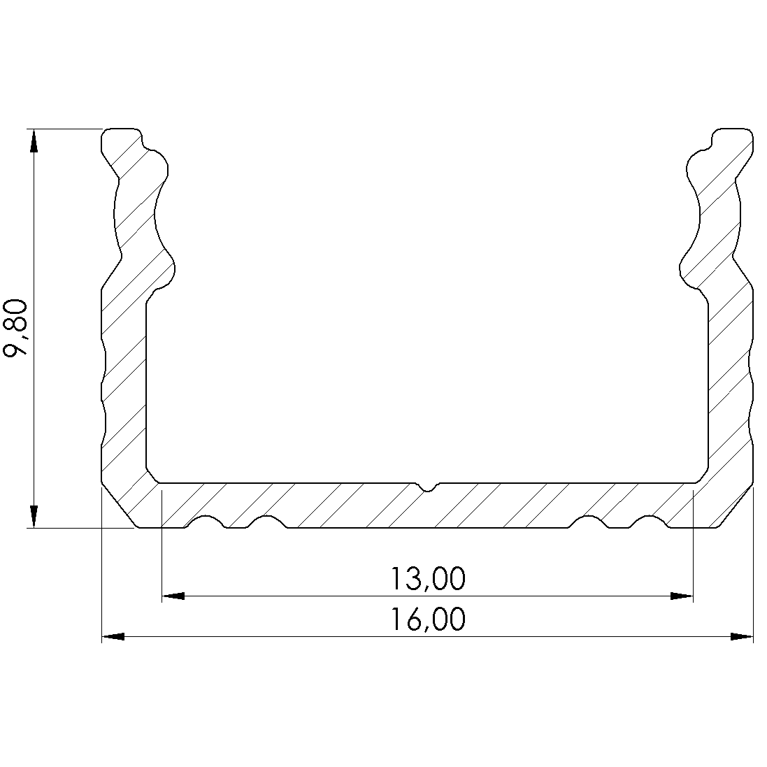 Profil aluminiu OEM AL12 anodizat argintiu 9x16x1000mm - eMAG.ro