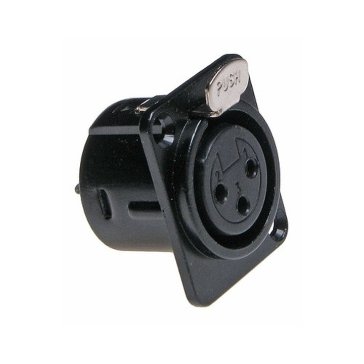 Gniazdo XLR Canon microfon 3 pini negru montaj panou