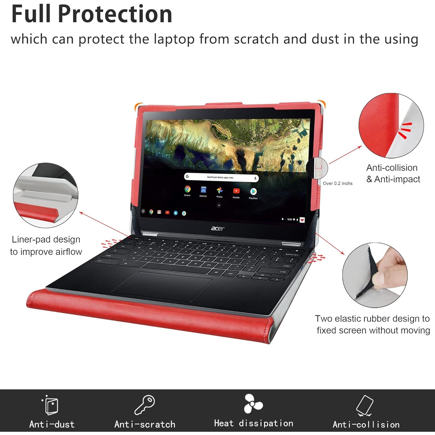 Husa laptop 11.6 inch rosu 29.6x20.6x1.99cm set 1 buc
