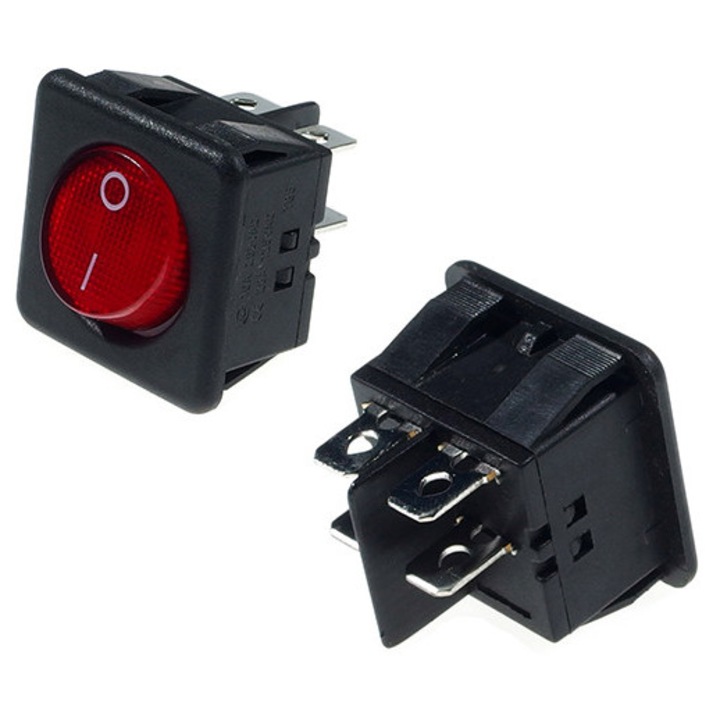 ON-OFF kapcsoló 16A 250V piros világítással