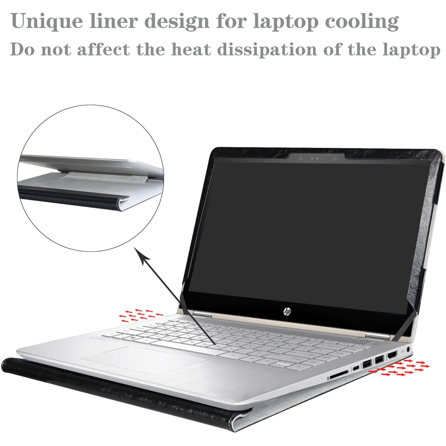Husa laptop 14 inch, negru, piele ecologica, 33.5x22.7x2cm