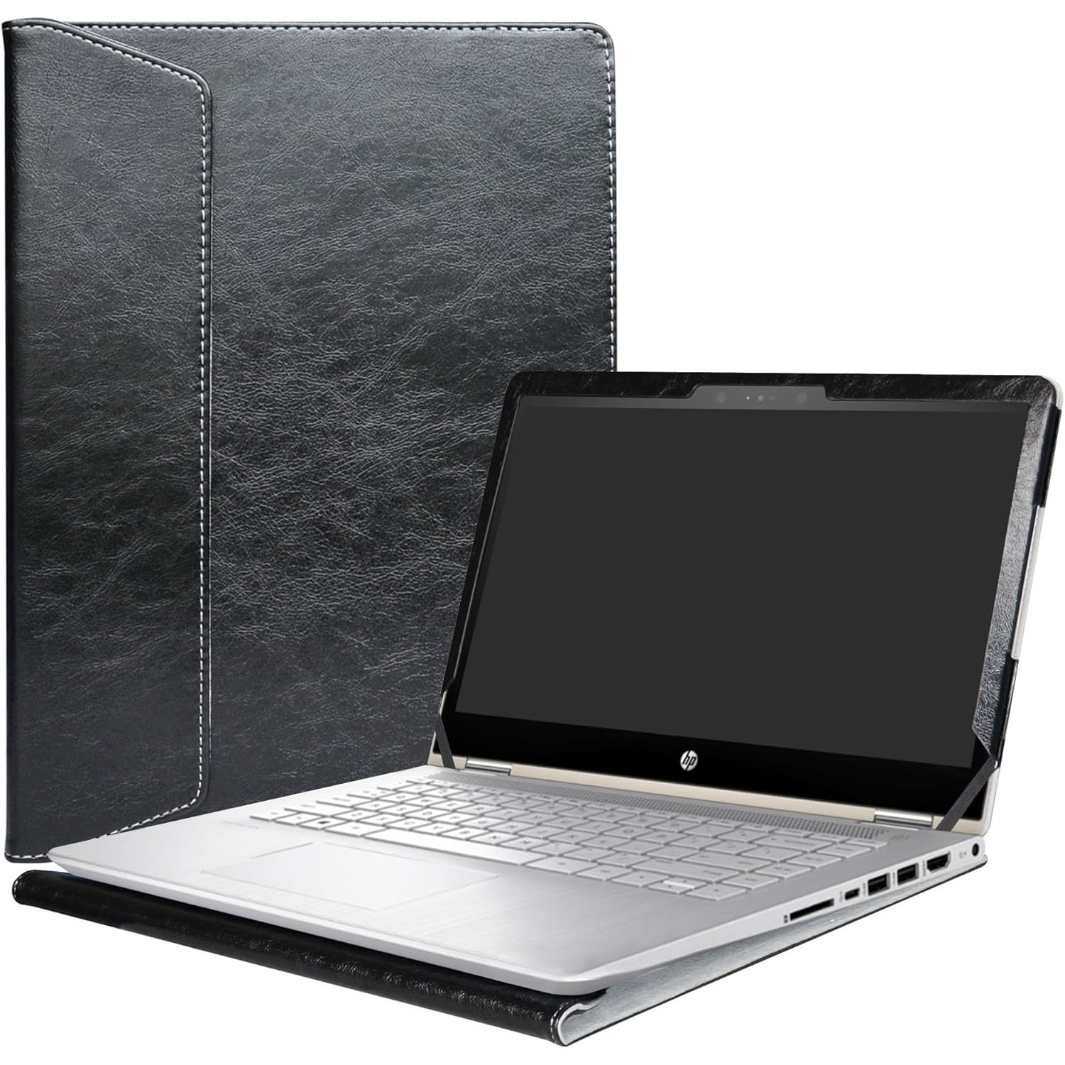 Husa laptop 14 inch, negru, piele ecologica, 33.5x22.7x2cm