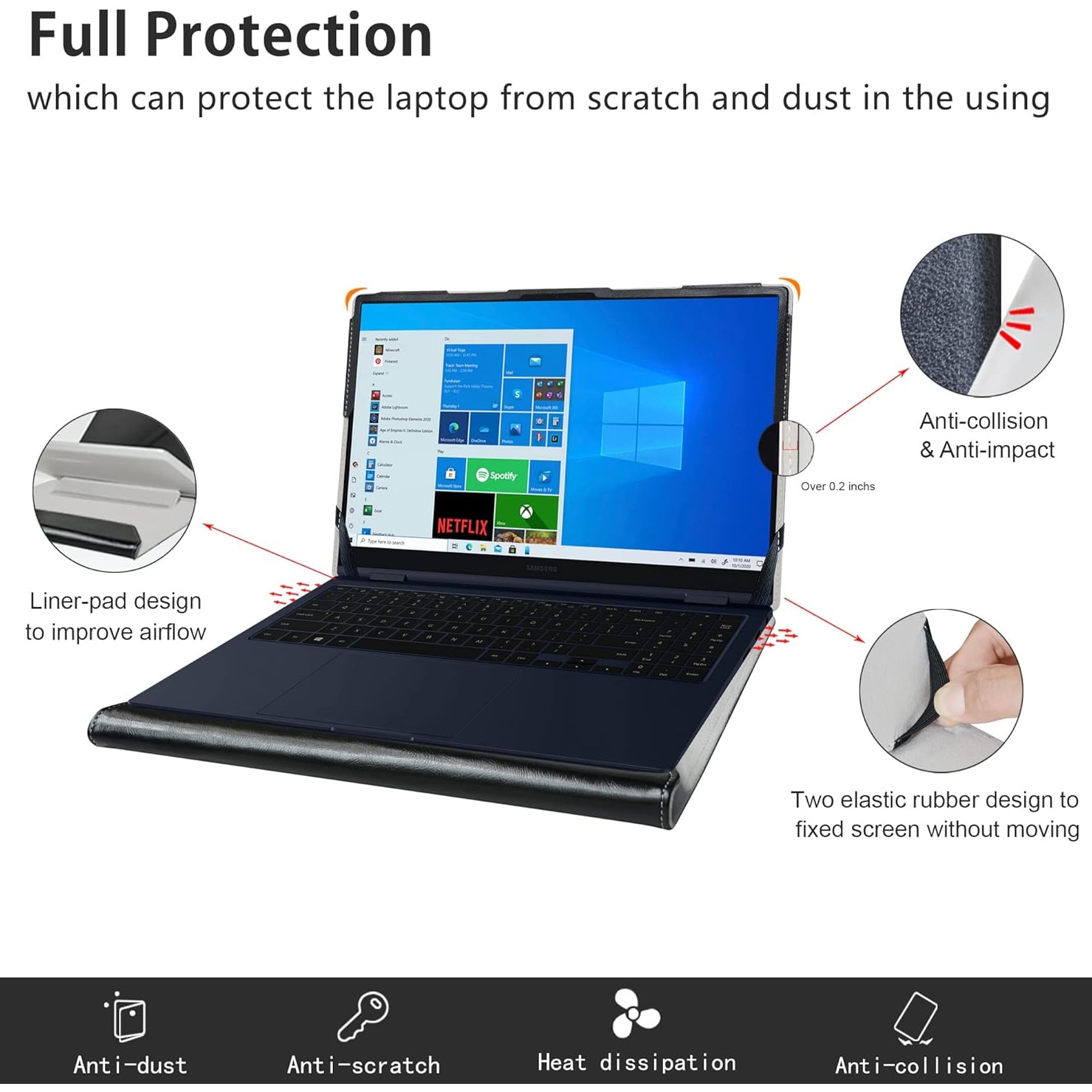 Husa laptop 15,6 inch, neagra, 35,5x22,8x1,2cm