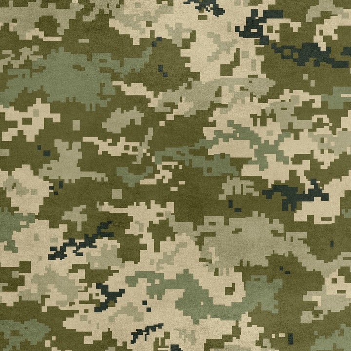 Bársonyos anyag varráshoz, pixel terepmintás, többszínű, 145x280g/m