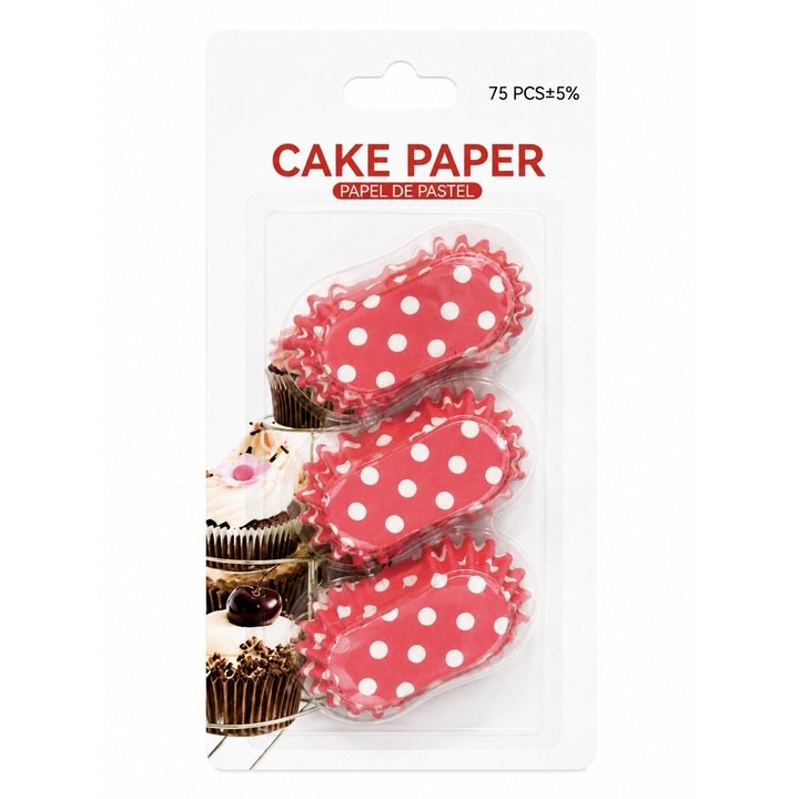 Set 75 Forme Briose / Eclere din Hartie, Ideal pentru Deserturi si Prajituri, Rezistente la Temperatura, 7 x 4.4 cm, Rosu