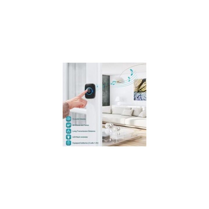 Sonerie wireless exterior rezistenta la apa 300m 60 melodii multicolor