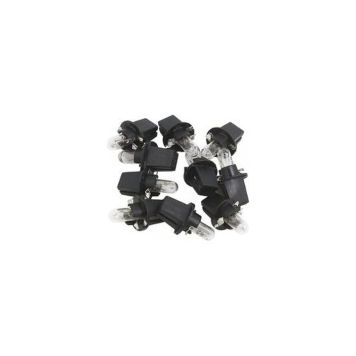 Комплект 10 автомобилни крушки T5 светло жълти 13x23mm 1.2W 12V