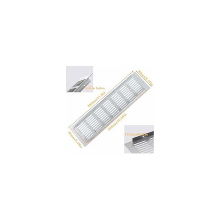 Grila ventilatie aluminiu set 4 piese 80x300mm argintiu alb