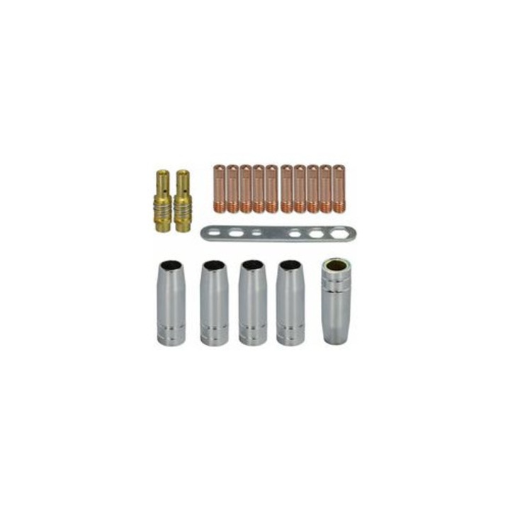 Set accesorii sudura 0.8mm M6 contact, protectie, difuzor, placa, 18 piese
