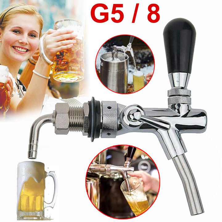 Robinet De Bere, Robinet De Dozare A Berii, Robinet Reglabil Pentru Bere, Otel Inoxidabil, Placare Cu Crom, Tija G5/8, Robinet De Bere Pentru Acasa, Bar, Hotel, Kegerator