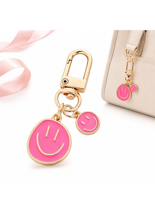 Un breloc modern cu fete zambitoare de dimensiuni mari si mici, un accesoriu de moda pentru rucsac, un mic ornament, potrivit pentru chei, rucsacuri, huse de telefon si decoratiuni multifunctionale