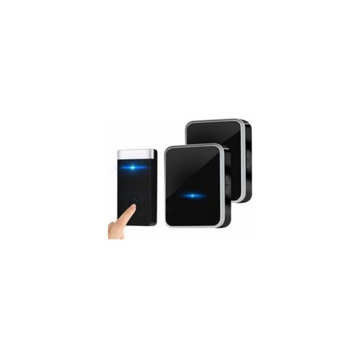Sonerie wireless rezistenta la apa, 150m, 45 melodii, volum reglabil, IP44, 2 receptoare plug-in