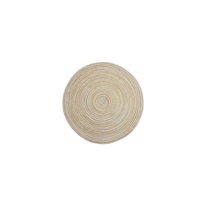 Set 6 servetele rotunde, bumbac si polipropilena, bej cu fire aurii, 36cm