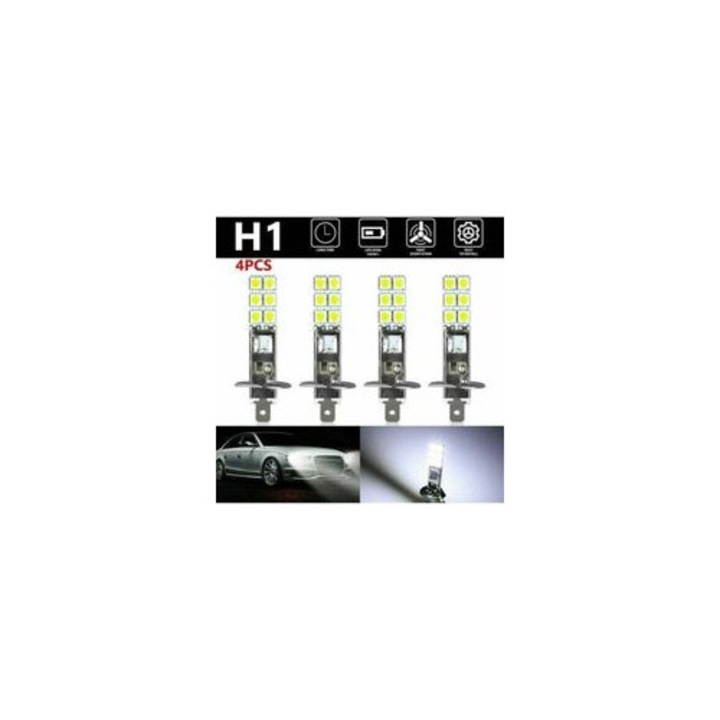 4 db H1 LED izzó készlet, 6000K fehér, 12V-24V, 1800LM, 80 000 óra