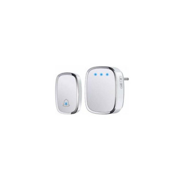 Sonerie wireless exterior, 300m, 36 tonuri, IP44, alb, set 2 piese