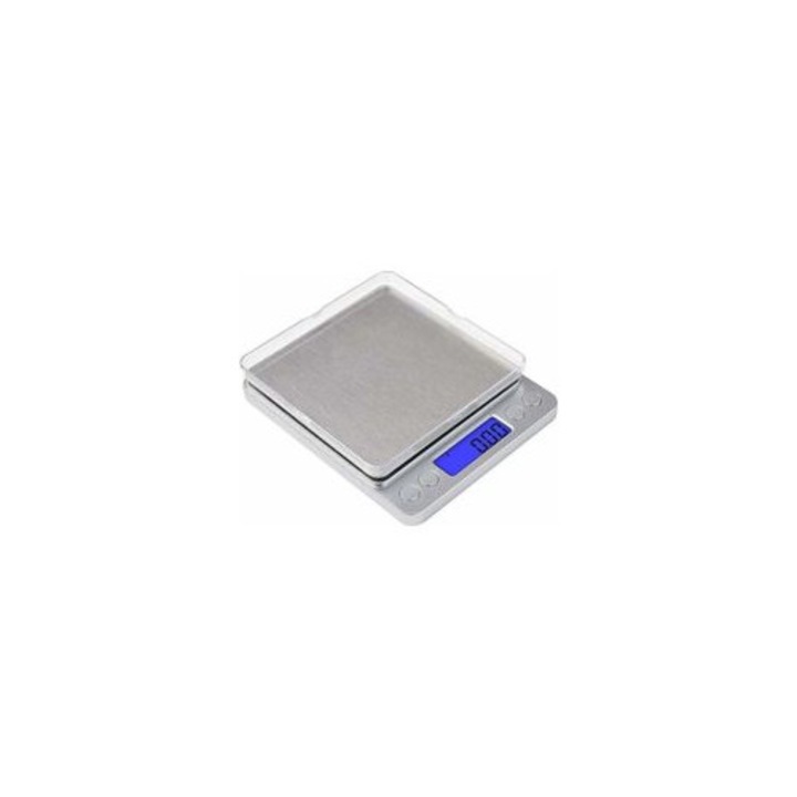 Cantar electronic de precizie 1000g0.1g, ecran LCD iluminat, otel inoxidabil, 14x8.4x2.3cm