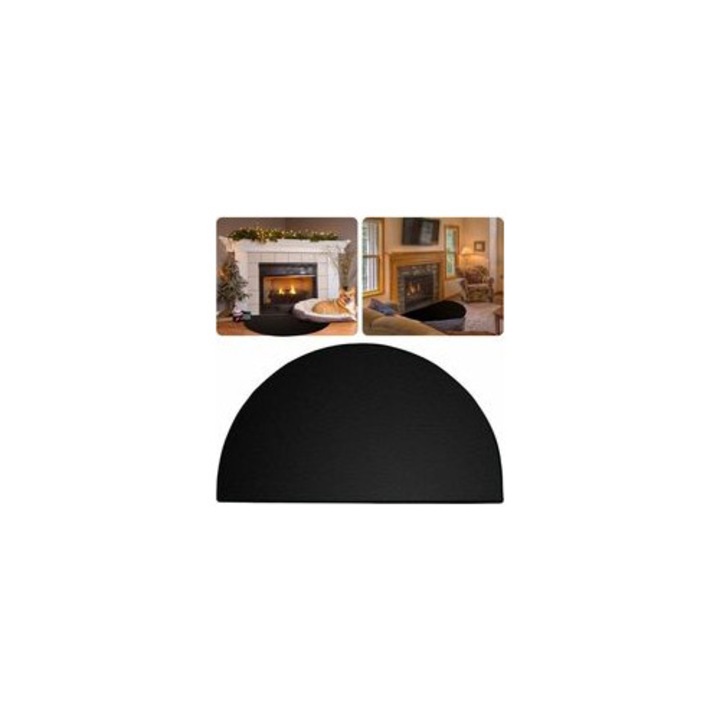 Covor ignifug pentru semineu, 48x30 inch, rezistent 1000C, negru, antiderapant, impermeabil