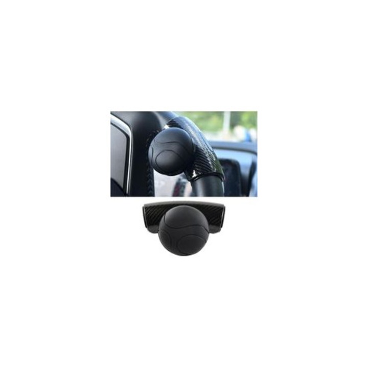 Buton universal pentru volan, silicon, rotire 360, negru, 9x6cm