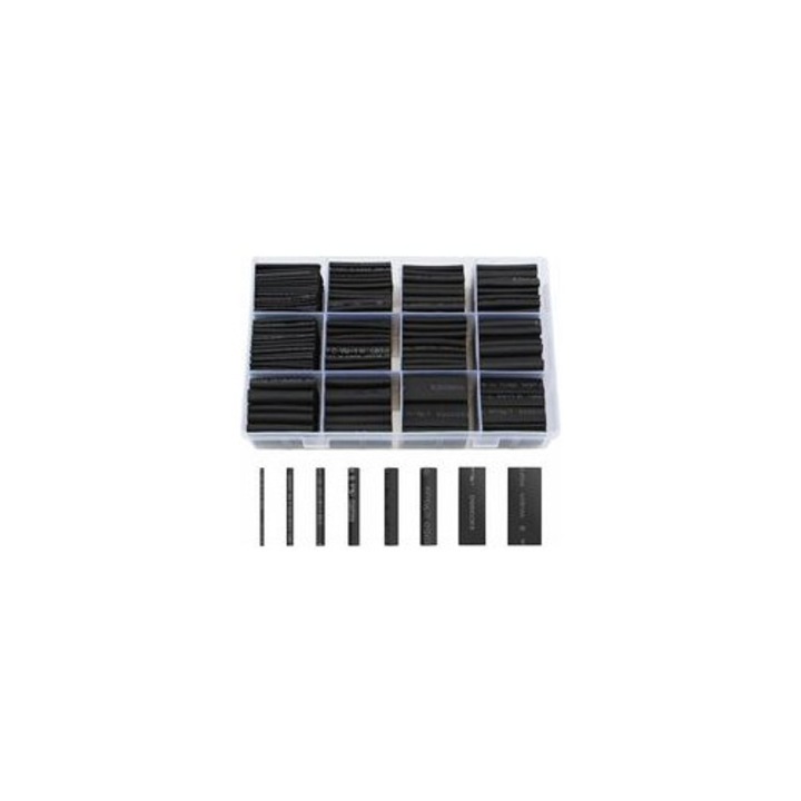 Set tub termocontractabil negru 8 dimensiuni 650 buc